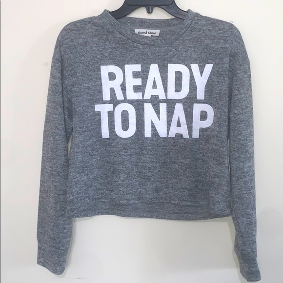 Weekend Edition Gray Ready to Nap Gray croptop S - Picture 1 of 4